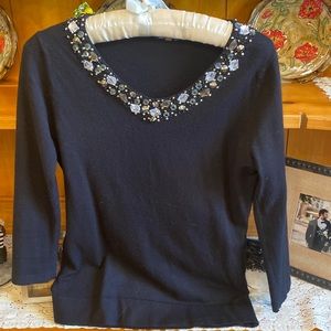 Soft black jeweled sweater